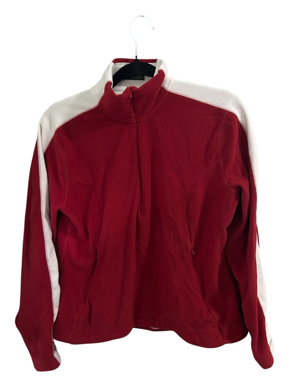 Eddie Bauer Red and White Quarter Zip Sweater